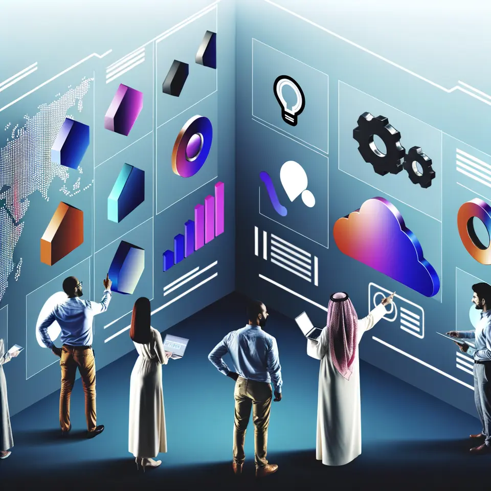 a group collaborating on digital marketing tasks