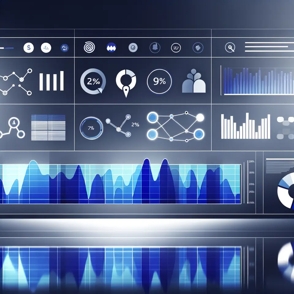 Digital dashboard with charts displaying website traffic user behavior and conversion data
