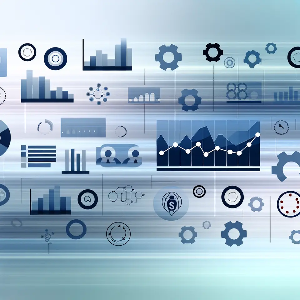 Digital business analytics dashboard displaying charts metrics and performance indicators on a screen